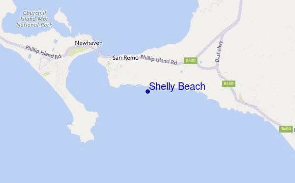 mappa di localizzazione di Shelly Beach