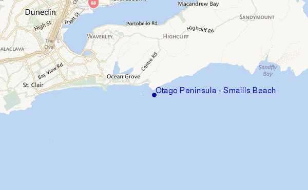 mappa di localizzazione di Otago Peninsula - Smaills Beach