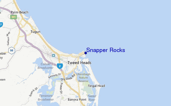 mappa di localizzazione di Snapper Rocks