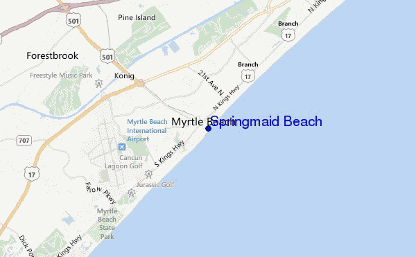 mappa di localizzazione di Springmaid Beach