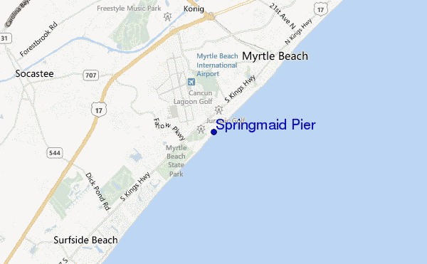 mappa di localizzazione di Springmaid Pier