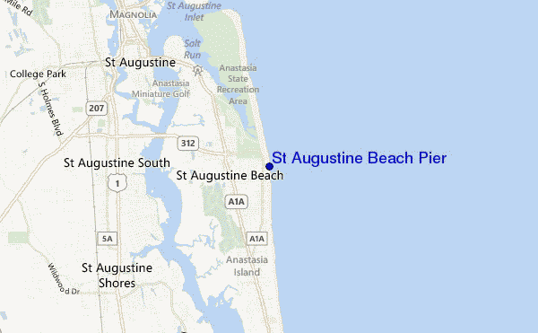 mappa di localizzazione di St Augustine Beach Pier