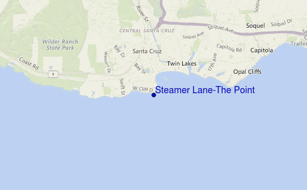 mappa di localizzazione di Steamer Lane-The Point