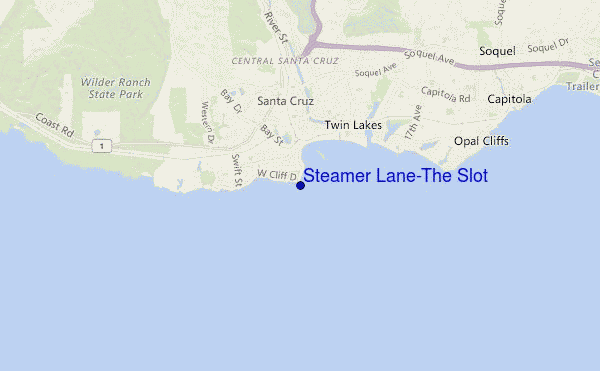 mappa di localizzazione di Steamer Lane-The Slot