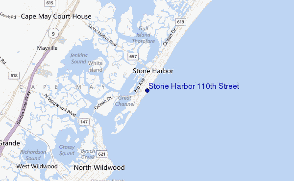 mappa di localizzazione di Stone Harbor 110th Street