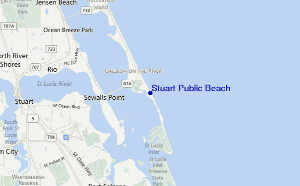 mappa di localizzazione di Stuart Public Beach