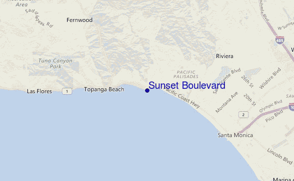 mappa di localizzazione di Sunset Boulevard