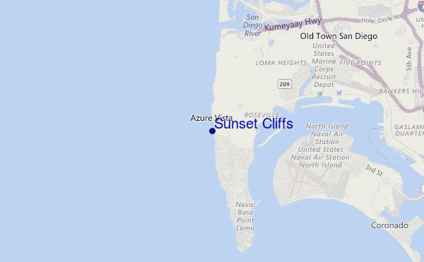 mappa di localizzazione di Sunset Cliffs