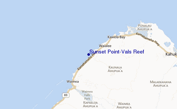 mappa di localizzazione di Sunset Point/Vals Reef