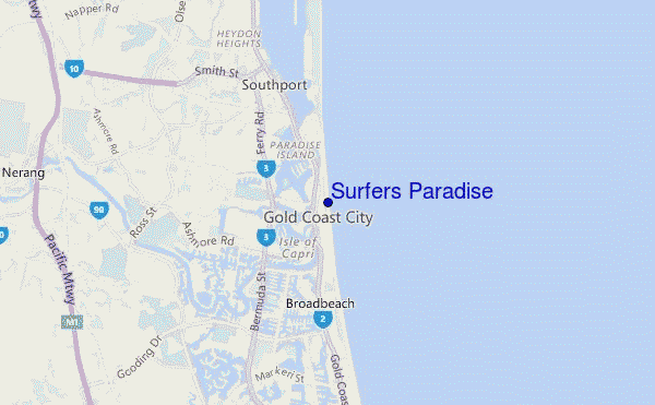 mappa di localizzazione di Surfers Paradise