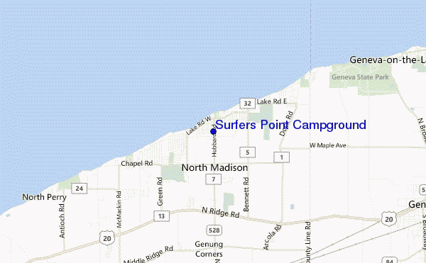 mappa di localizzazione di Surfers Point Campground