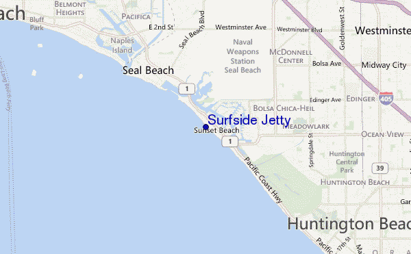 mappa di localizzazione di Surfside Jetty