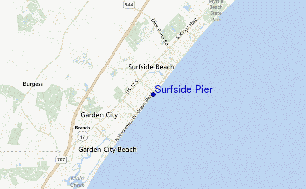 mappa di localizzazione di Surfside Pier