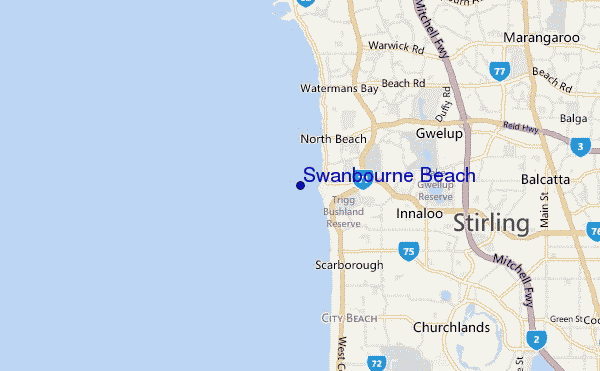 mappa di localizzazione di Swanbourne Beach