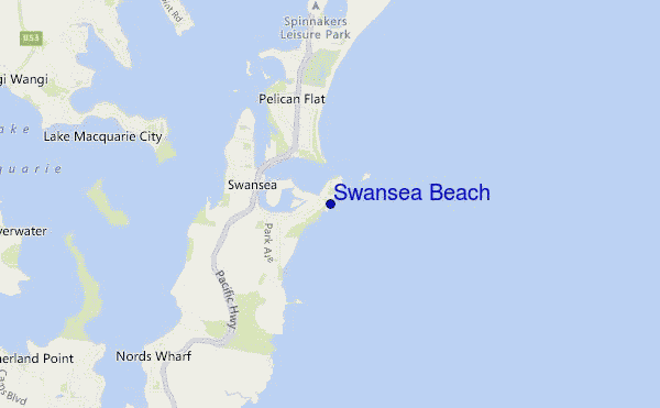 mappa di localizzazione di Swansea Beach