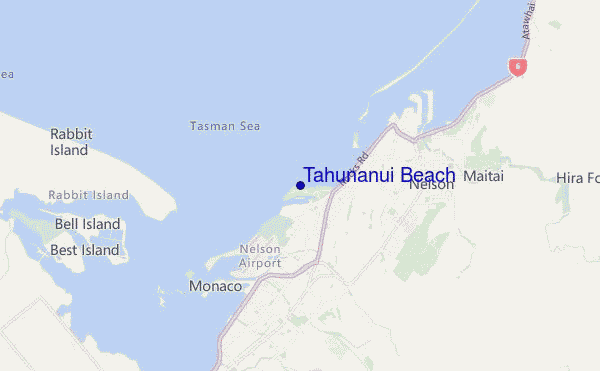 mappa di localizzazione di Tahunanui Beach