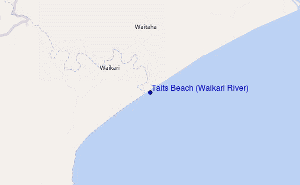 mappa di localizzazione di Taits Beach (Waikari River)