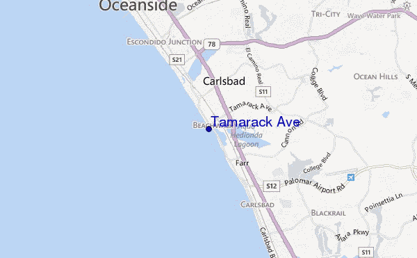 mappa di localizzazione di Tamarack Ave.