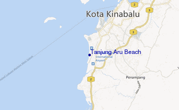 mappa di localizzazione di Tanjung Aru Beach
