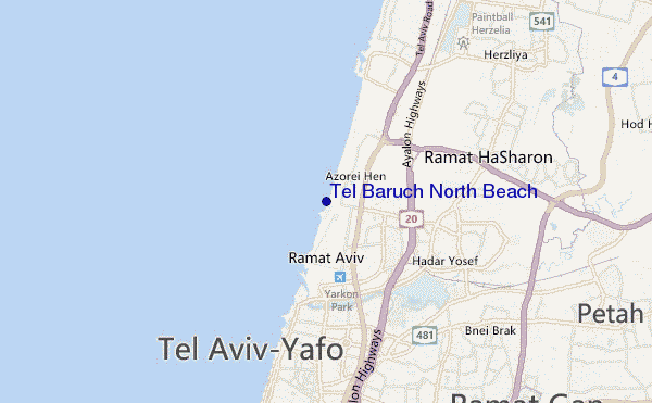 mappa di localizzazione di Tel Baruch North Beach