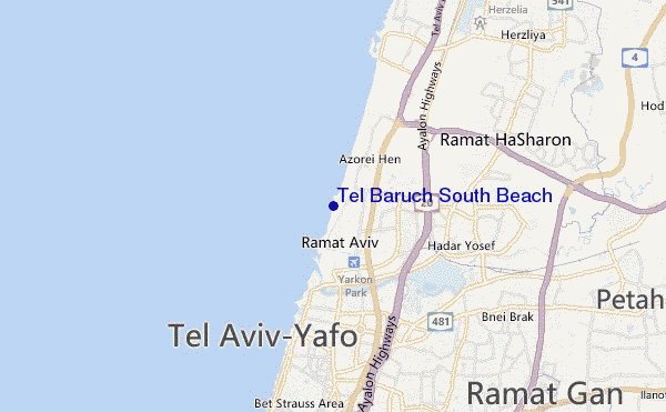 mappa di localizzazione di Tel Baruch South Beach