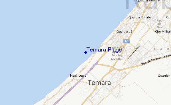mappa di localizzazione di Temara Plage
