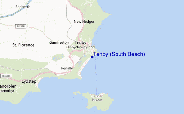 mappa di localizzazione di Tenby (South Beach)
