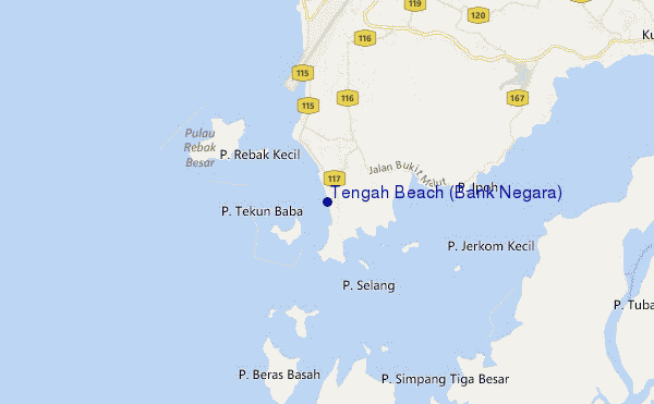 mappa di localizzazione di Tengah Beach (Bank Negara)