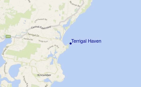 mappa di localizzazione di Terrigal Haven