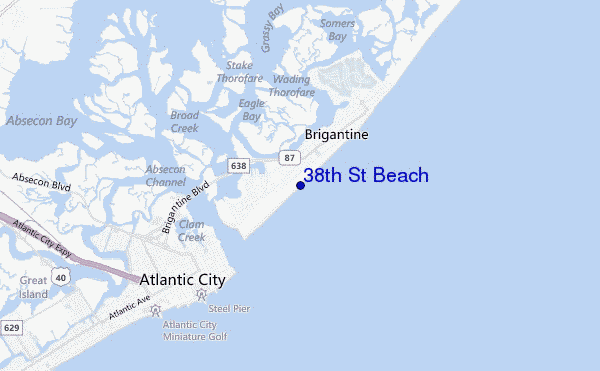 mappa di localizzazione di 38th St Beach