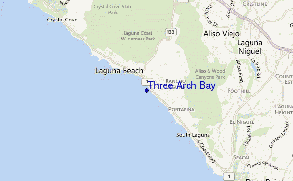mappa di localizzazione di Three Arch Bay