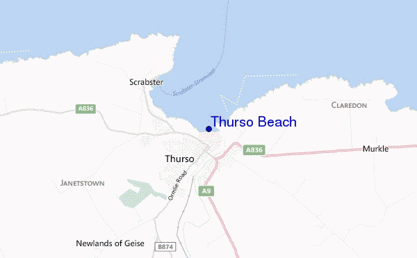 mappa di localizzazione di Thurso Beach