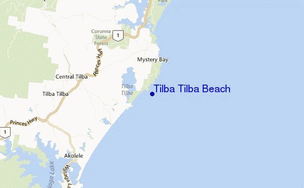 mappa di localizzazione di Tilba Tilba Beach