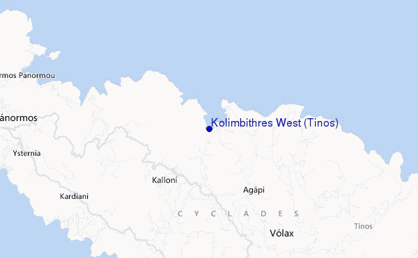 mappa di localizzazione di Kolimbithres West (Tinos)
