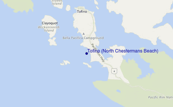 mappa di localizzazione di Tofino (North Chestermans Beach)