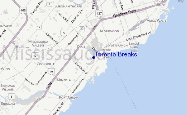mappa di localizzazione di Toronto Breaks