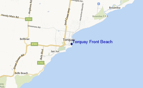 mappa di localizzazione di Torquay Front Beach