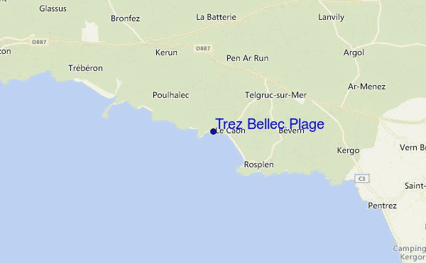 mappa di localizzazione di Trez Bellec Plage