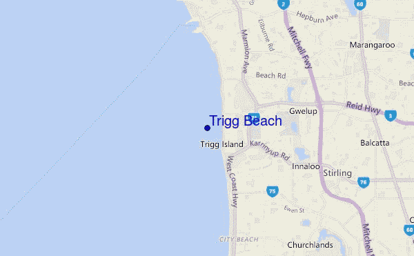 mappa di localizzazione di Trigg Beach