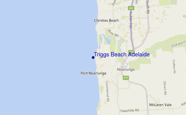 mappa di localizzazione di Triggs Beach Adelaide