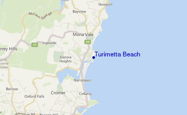 mappa di localizzazione di Turimetta Beach