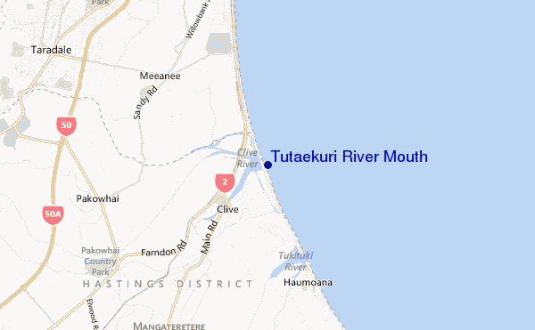 mappa di localizzazione di Tutaekuri River Mouth
