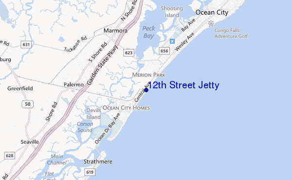 mappa di localizzazione di 12th Street Jetty