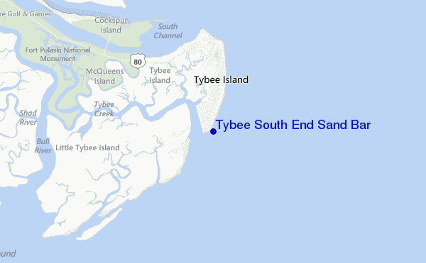 mappa di localizzazione di Tybee South End Sand Bar
