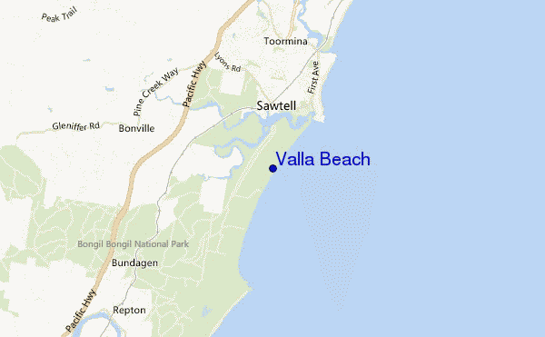 mappa di localizzazione di Valla Beach