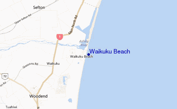 mappa di localizzazione di Waikuku Beach