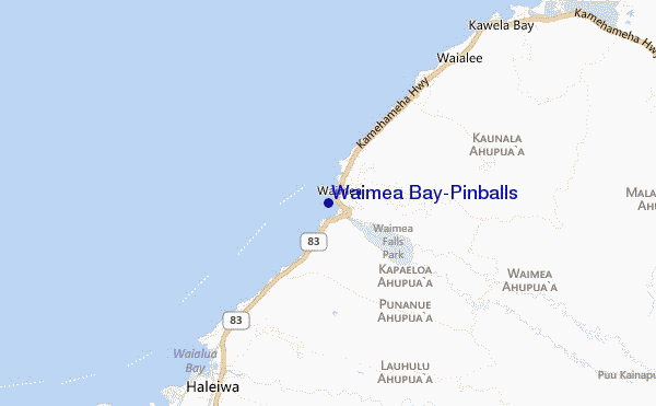 mappa di localizzazione di Waimea Bay/Pinballs
