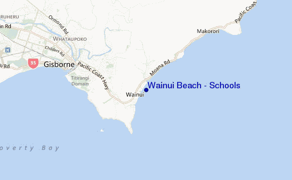 mappa di localizzazione di Wainui Beach - Schools