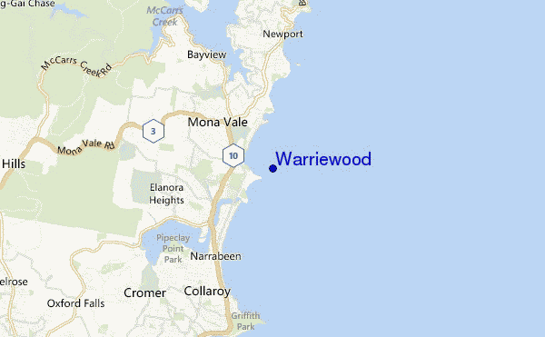 mappa di localizzazione di Warriewood