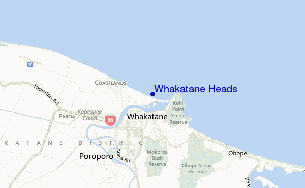 mappa di localizzazione di Whakatane Heads